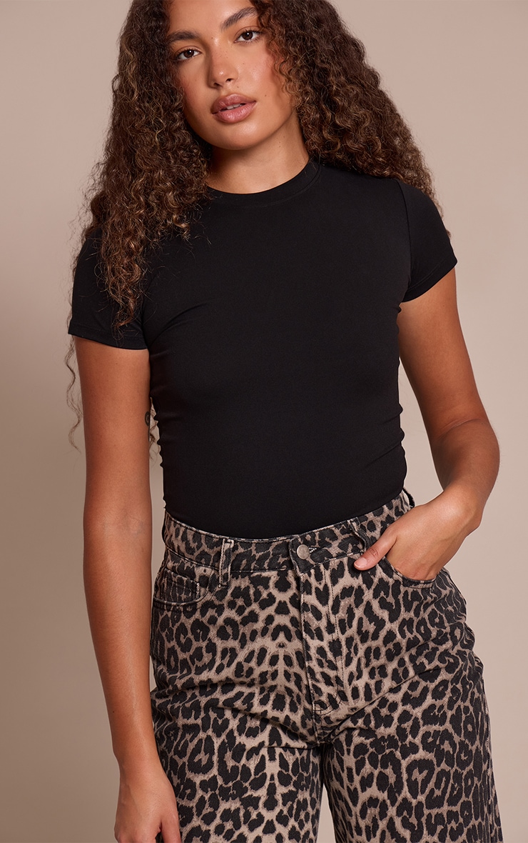 Tall Black Snatched Sculpt Short Sleeve Top image 1