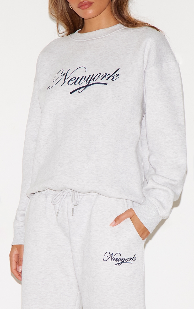 Ash Grey New York Embroidered Boxy Sweat image 4