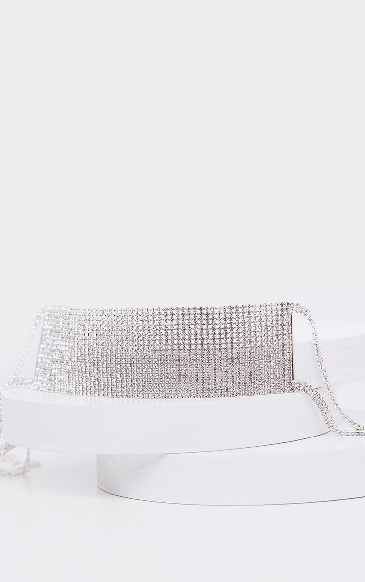 Silver Oversized Diamante Choker 2