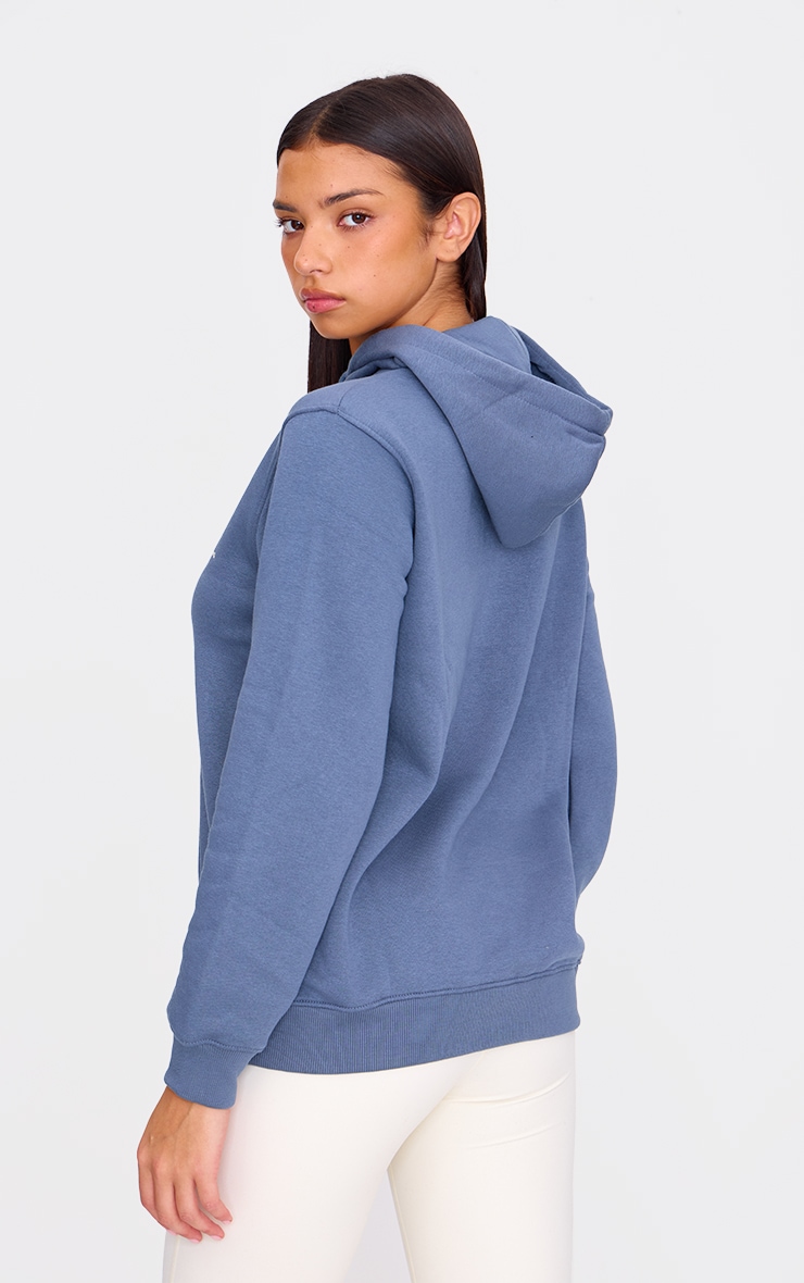 PRETTYLITTLETHING Petrol Blue Printed Oversized Hoodie image 2