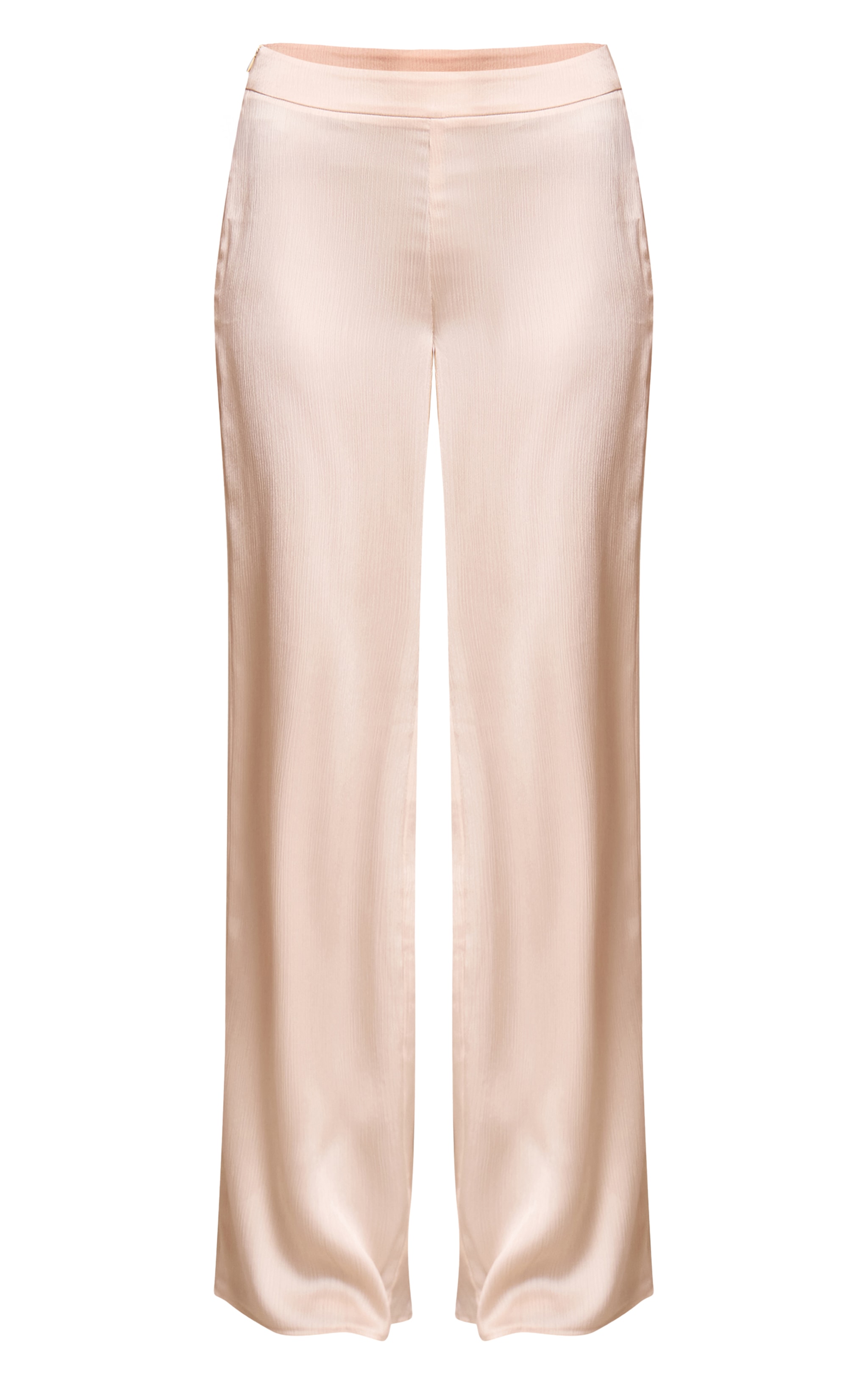 Cream Crinkle Satin High Waisted Wide Leg Pants image 5