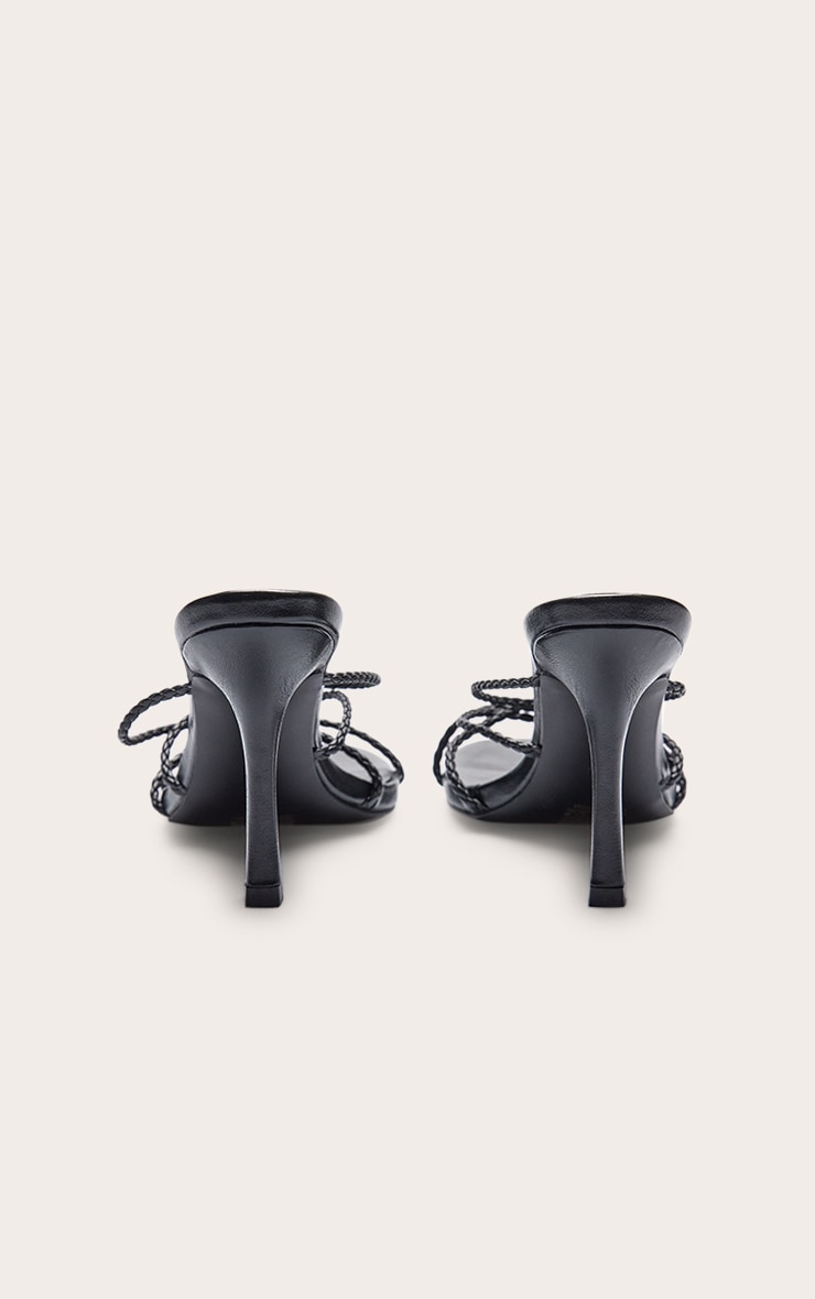 Black Pu Braided Strap Heeled Mule image 4