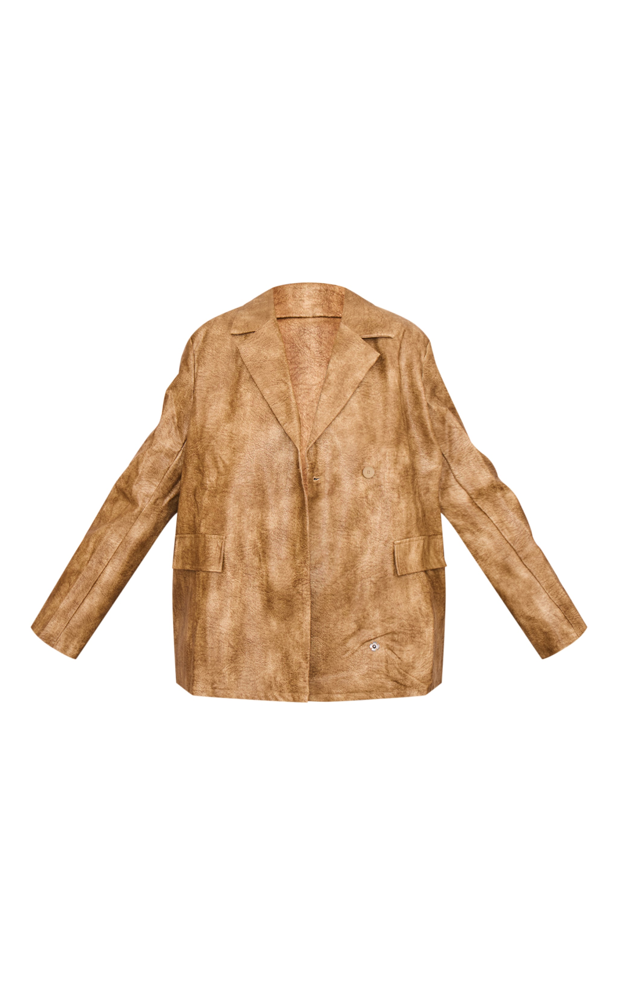 Plus Blazer marron oversize en PU élimé à épaulettes image 5