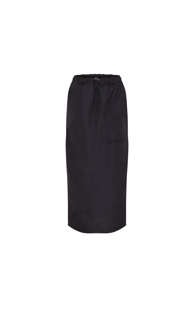 Black Toggle Waist Zip Detail Maxi Skirt image 5