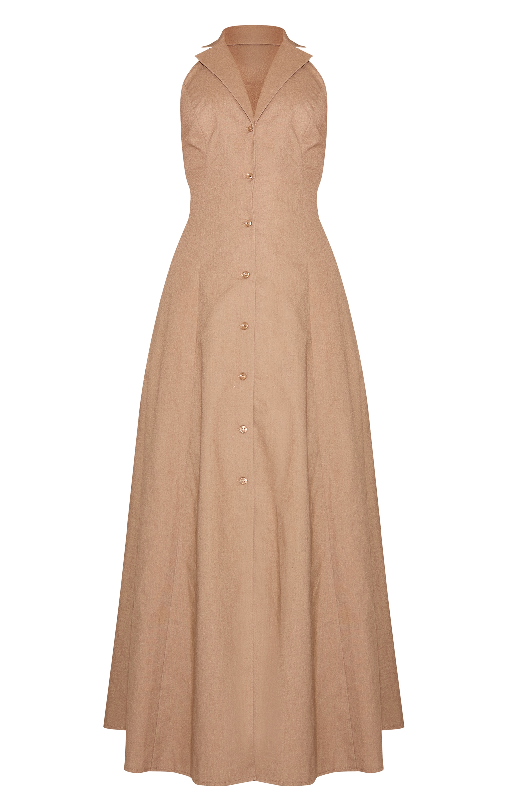 Taupe Button Down Collar Detail Maxi Dress image 5