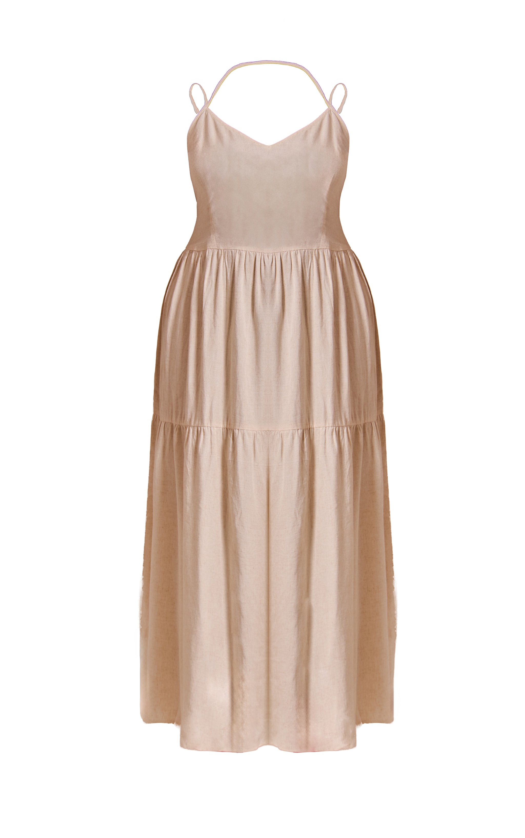 Plus Natural Strappy Ruched Maxi Dress image 5