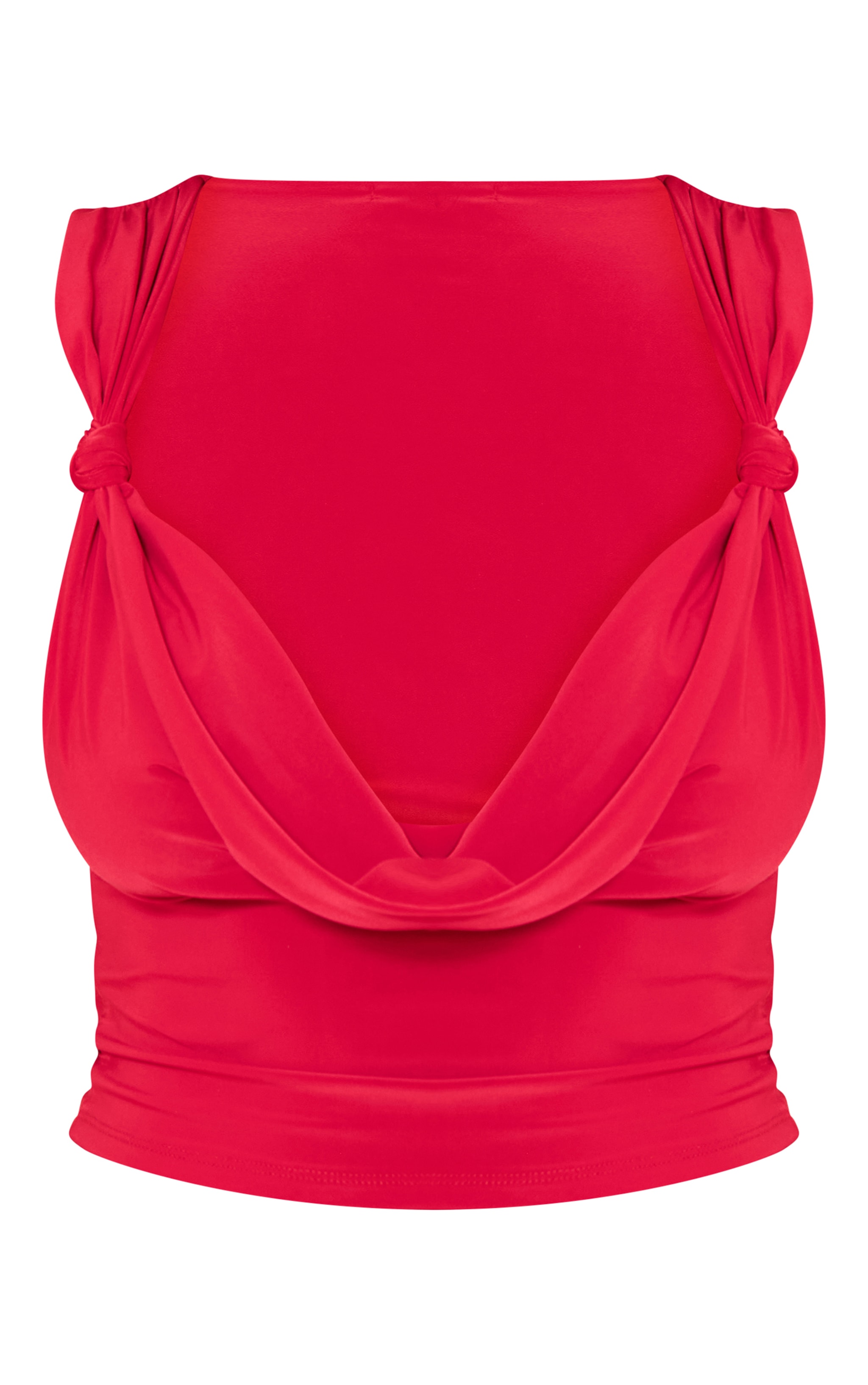 Shape Red Slinky Knot Detail Cowl Neck Top image 5