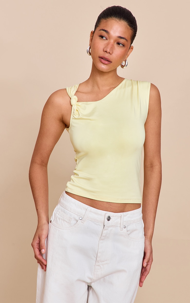 Lemon Slinky Knot Strap Detail Long Top image 1