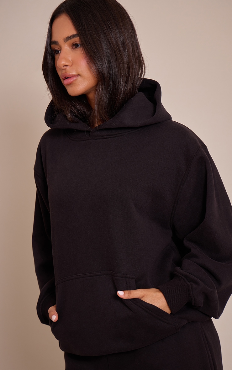 Petite Black Oversized Pull Over Hoodie image 1