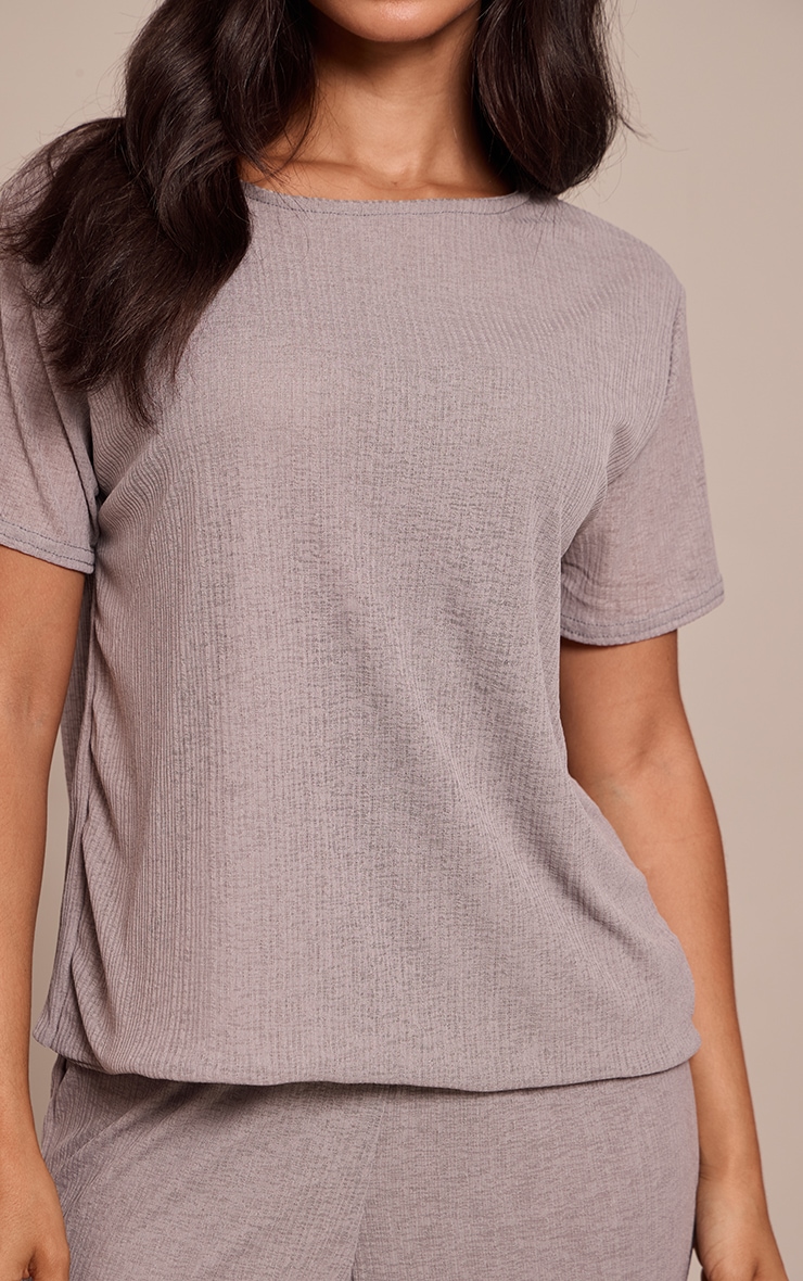 Petite Grey Sheer Textured Flowy Top image 4
