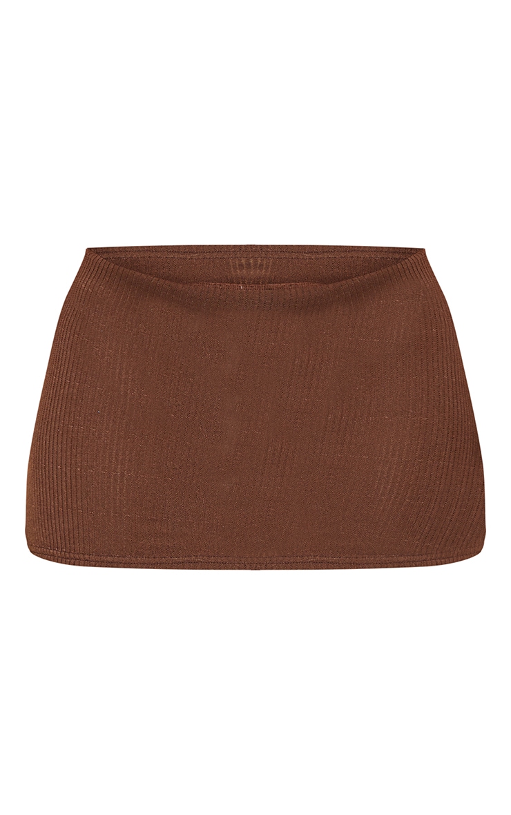 Shape Chocolate Brown Rib Micro Mini Skirt image 1