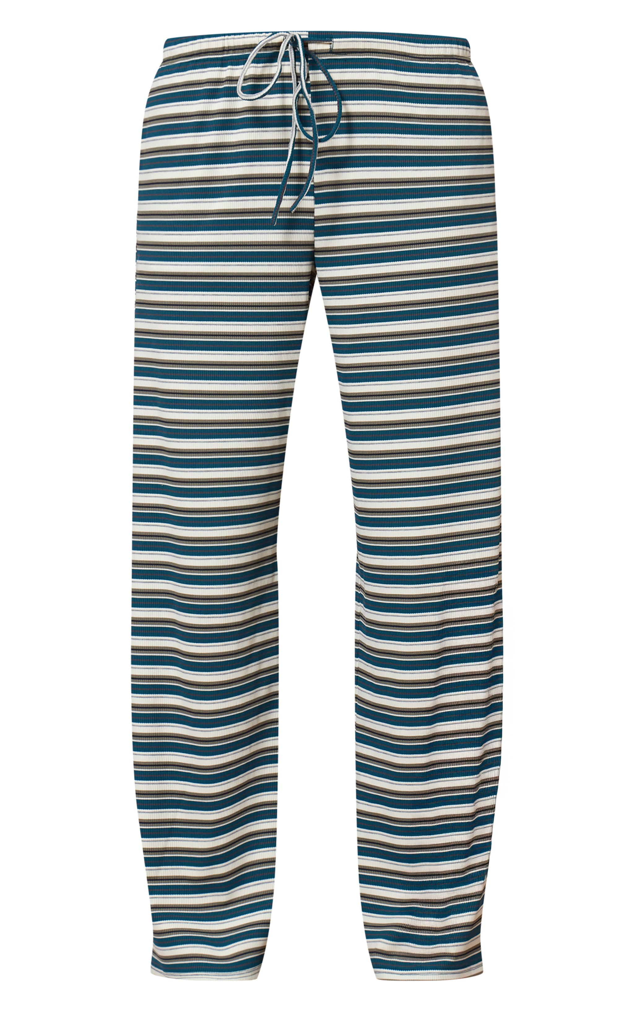 Green Stripe Soft Rib Elasticated Waist Trousers image 5