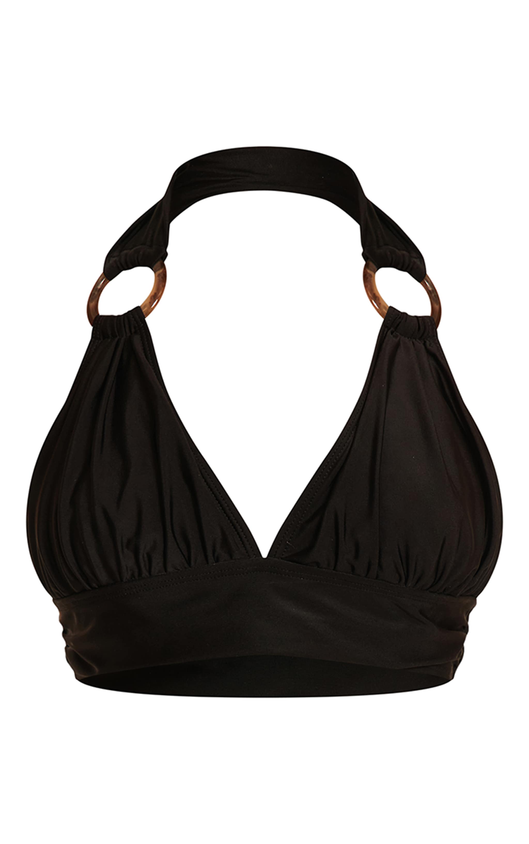 Haut de maillot de bain triangle noir froncé à anneaux image 5