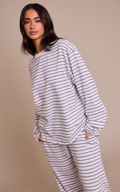 Petite Navy Striped Long Sleeved Top