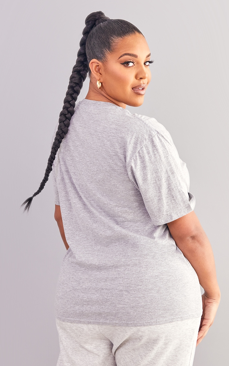 PRETTYLITTLETHING Plus T-shirt oversize gris en coton image 2