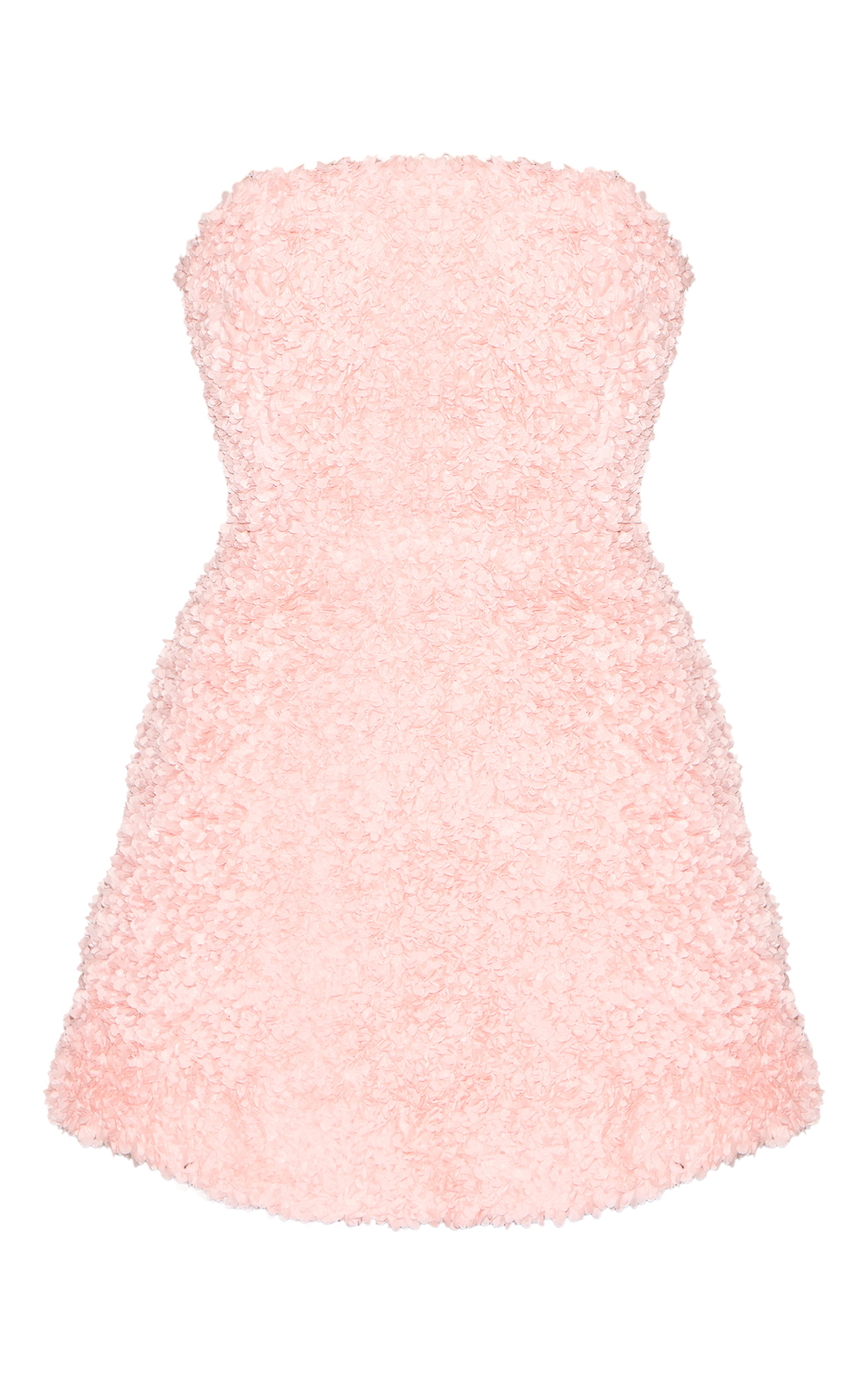Baby Pink Floral Textured Bandeau Mini Dress image 5