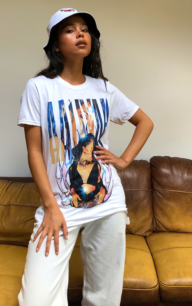 White Printed Aaliyah T Shirt