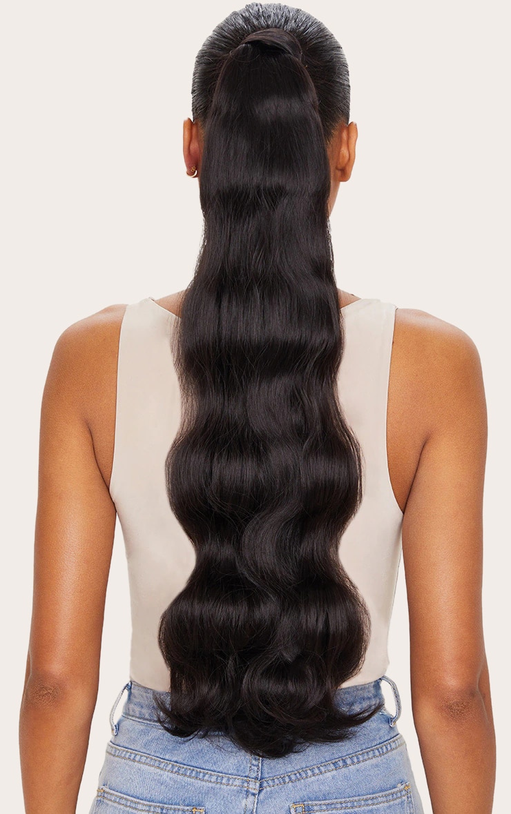 LullaBellz Grande Hollywood Wave 26" Wraparound Pony Dark Brown image 1
