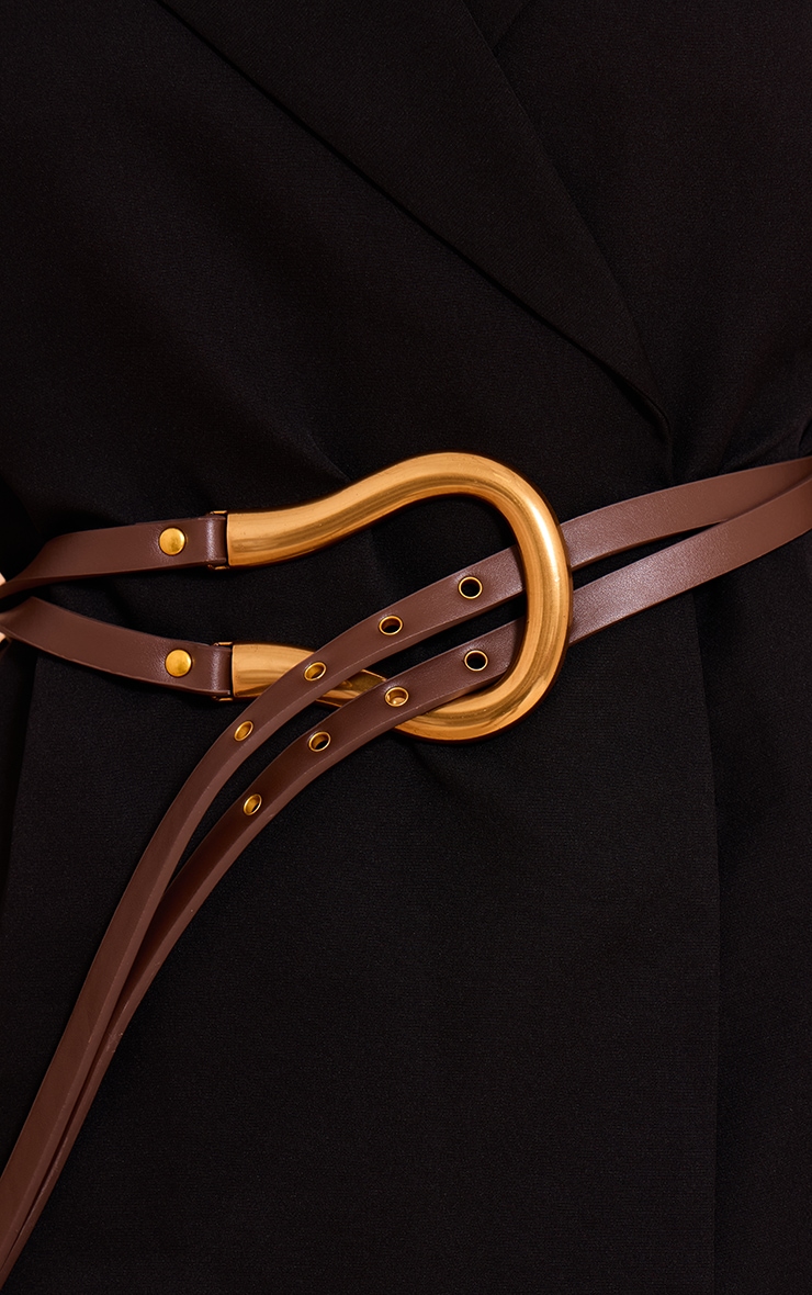 Black Woven Belt Blazer Dress image 4
