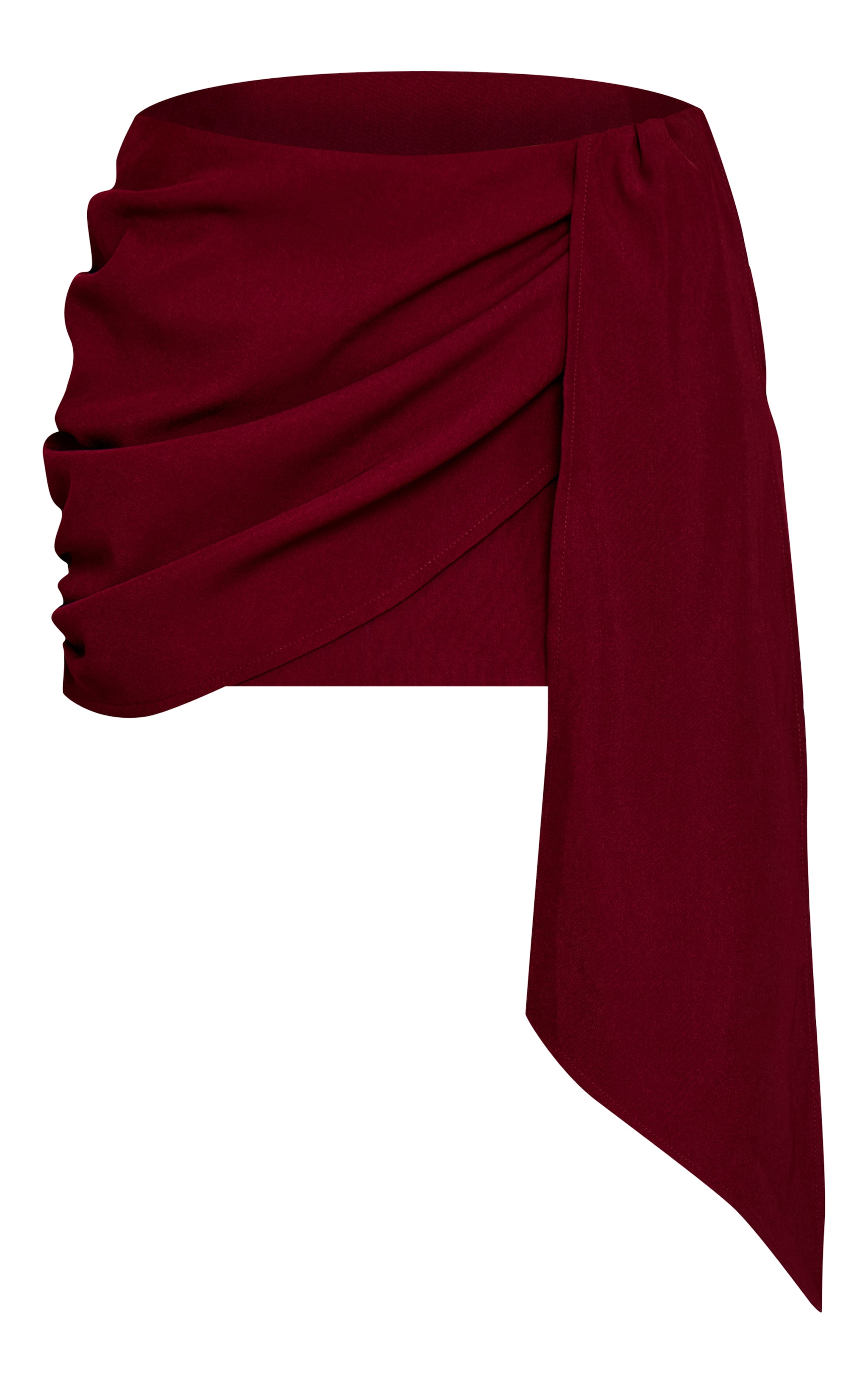 Mini-jupe de tailleur tissée rouge vin à détail drapé image 6