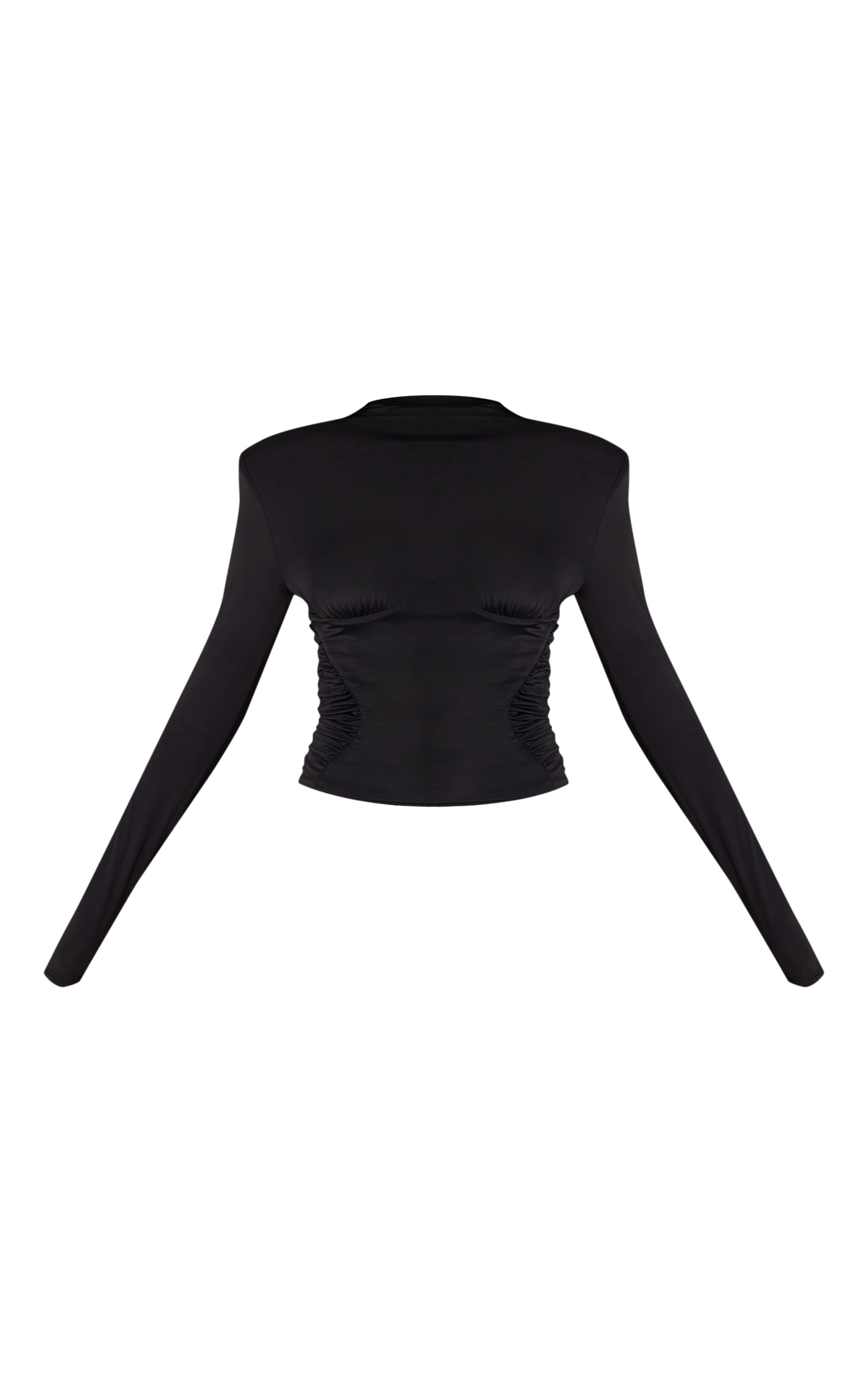 Top long moulant doux noire froncé à épaulettes image 5