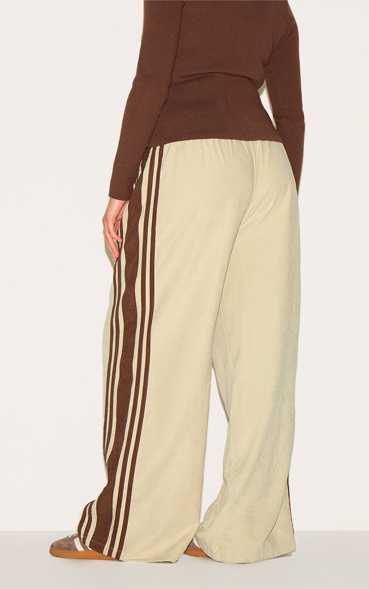 Plus Sage Peachskin Contrast Stripe Wide Leg Pants image 3