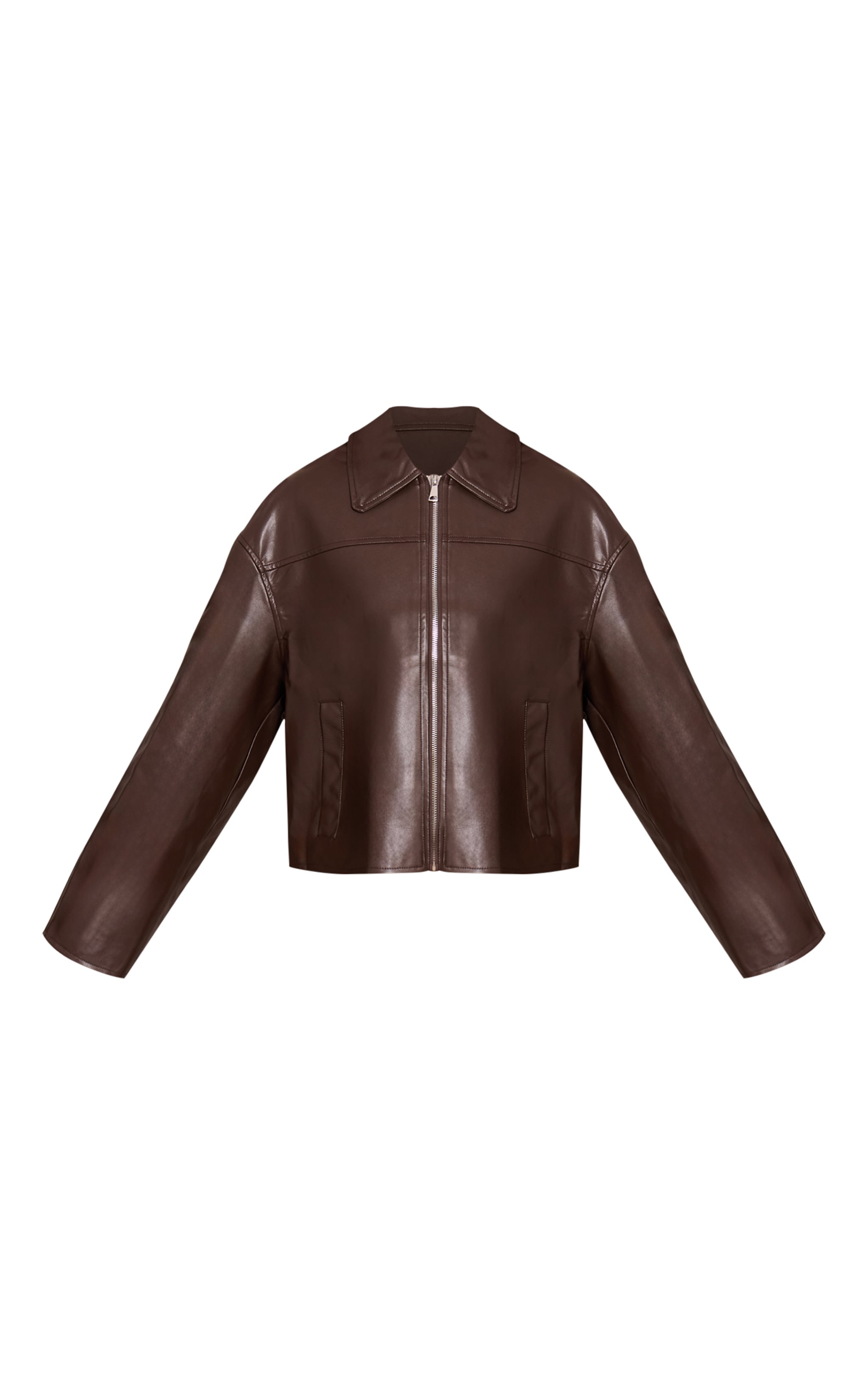 Chocolate Zip Through Pu Jacket image 5