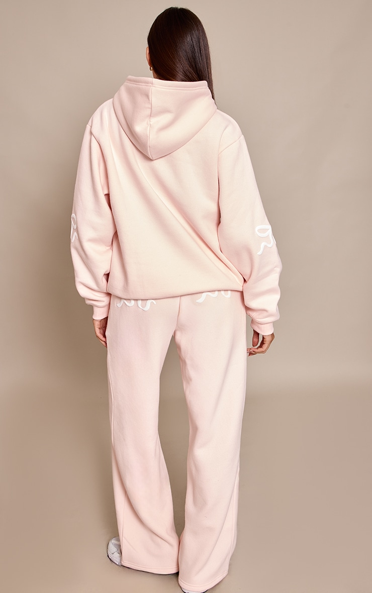 Pink  Bow Puff Print Straight Leg Joggers image 3