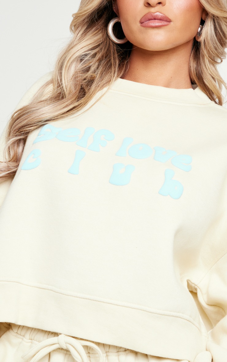 Petite Pull crème oversize à slogan Self Love Club image 4