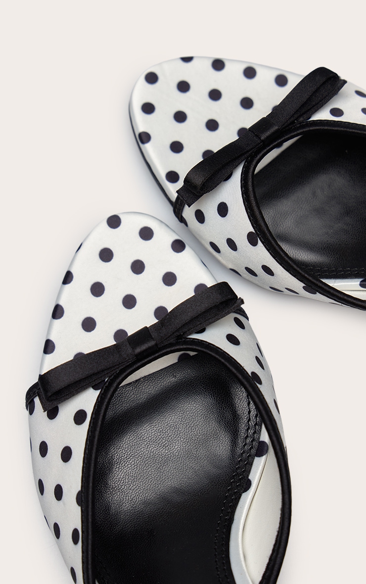 White Polka Dot Bow Kitten Heel Mule image 5