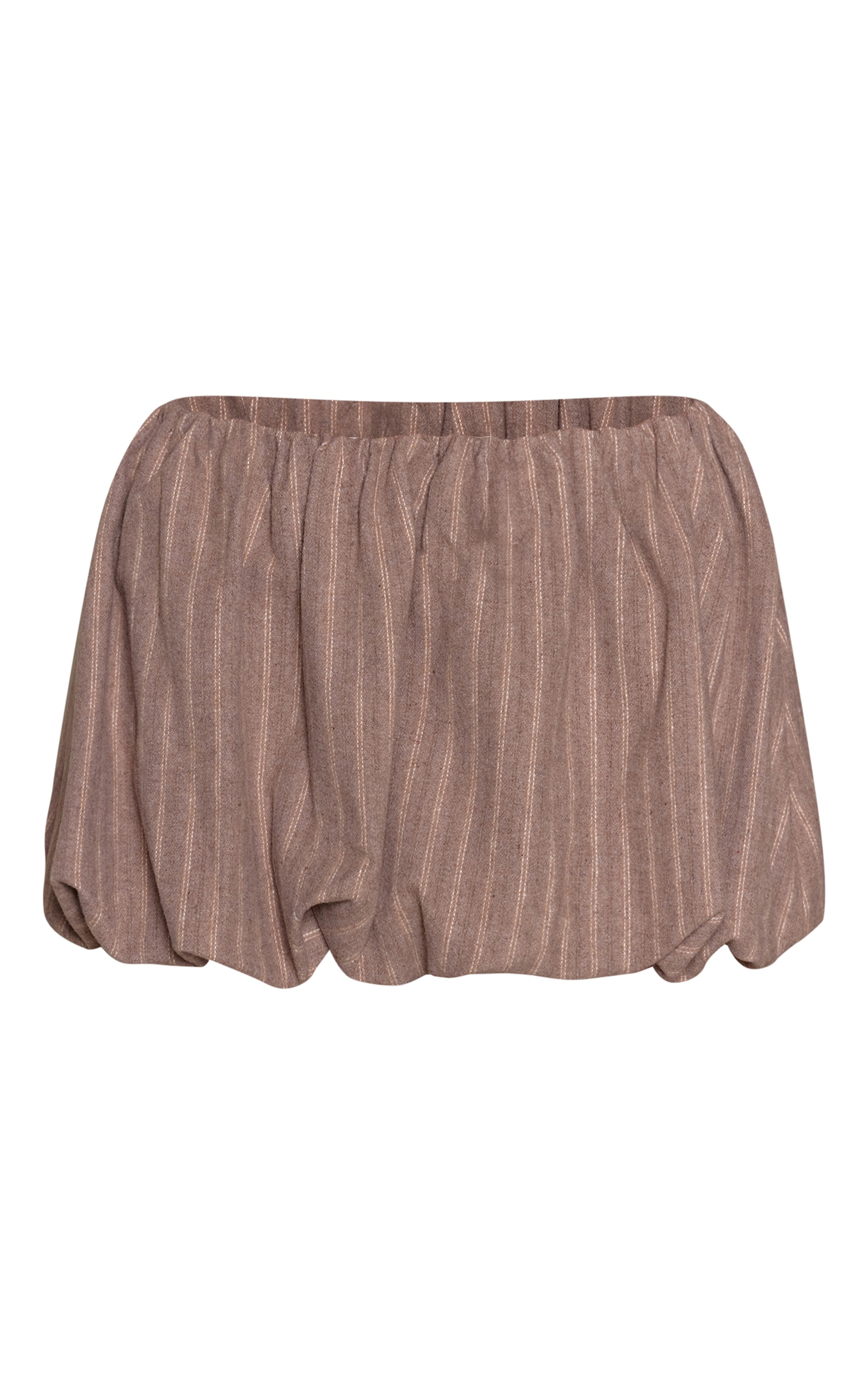 Beige Brushed Pinstripe Puffball Skirt image 6