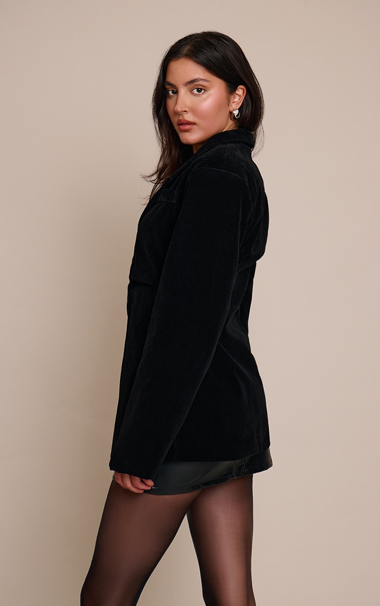 Blazer en suédine noire à taille cintrée image 2