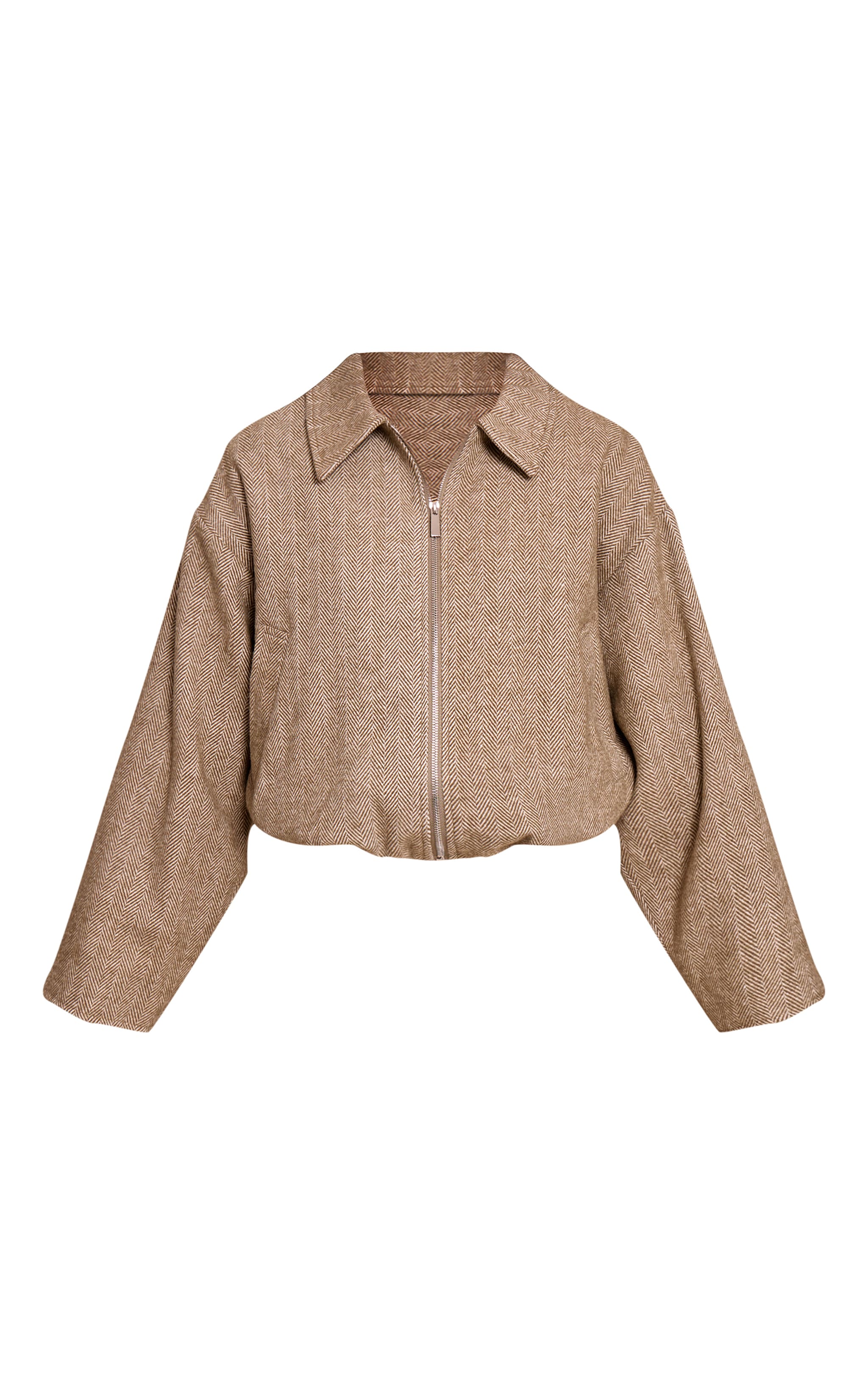Olive Herringbone Bomber Jacket image 5