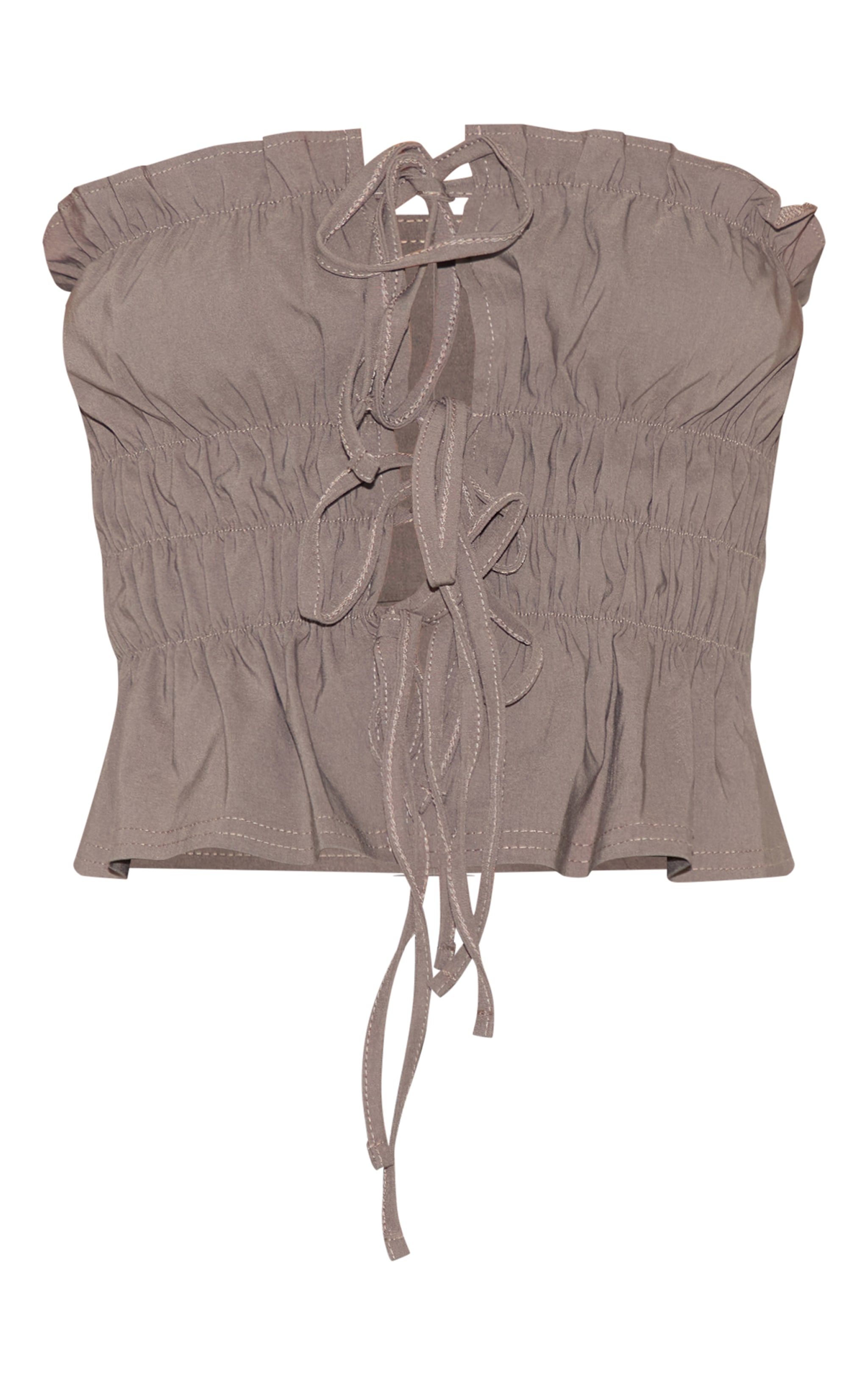 Taupe Bengaline Ruched Bandeau image 5