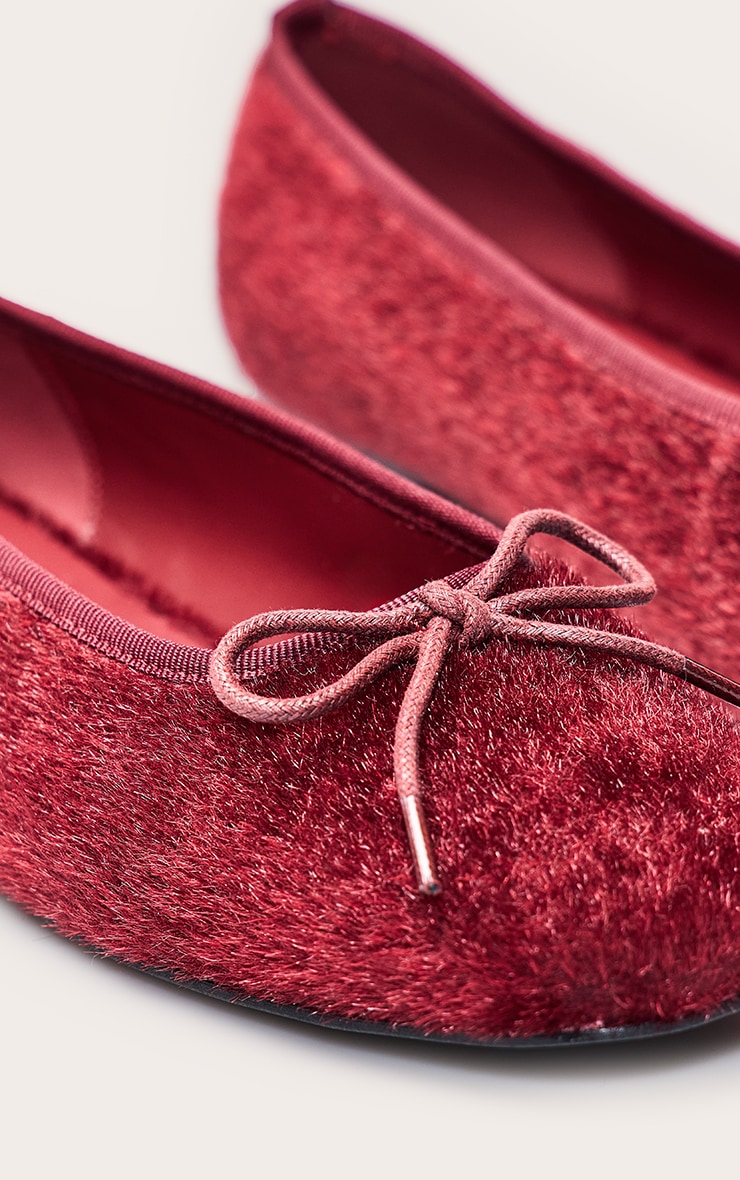 Burgundy Pony Hair Ballet Pump image 5