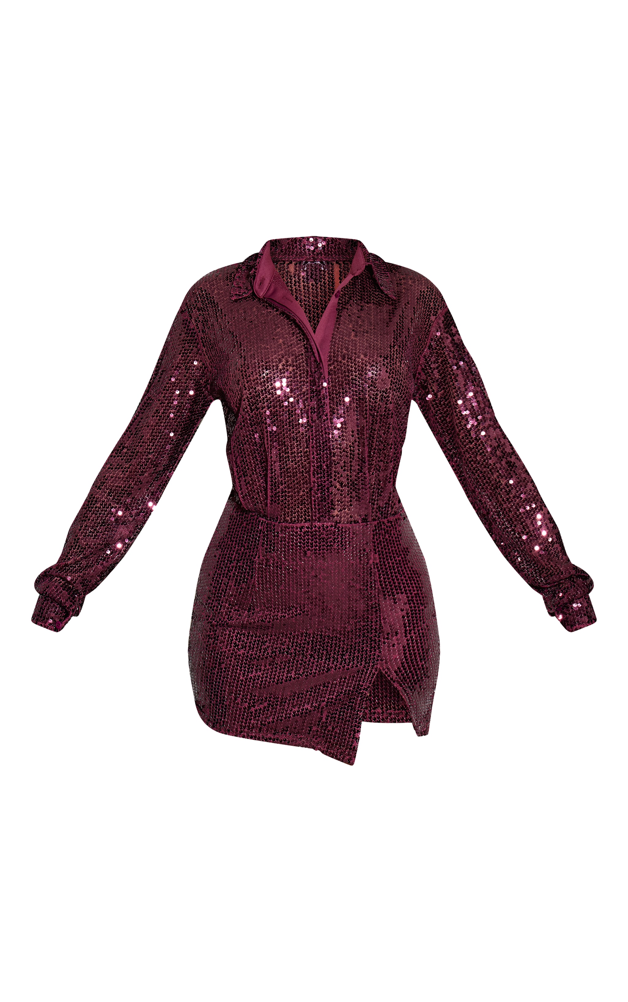 Robe chemise ajustée à sequins prune image 5