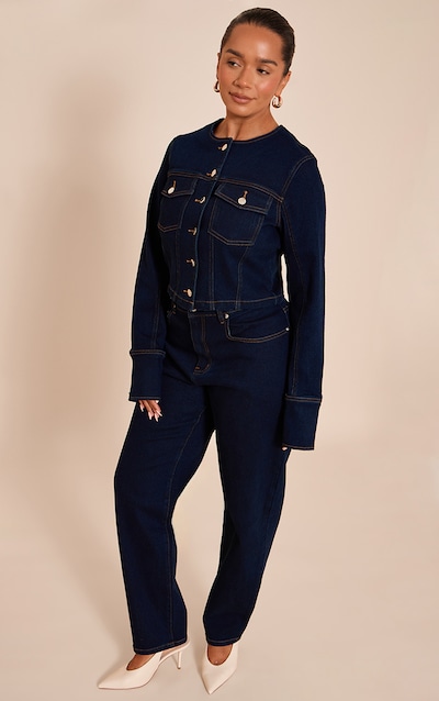 Jean Shape indigo en denim stretch coupe barrel ajustée