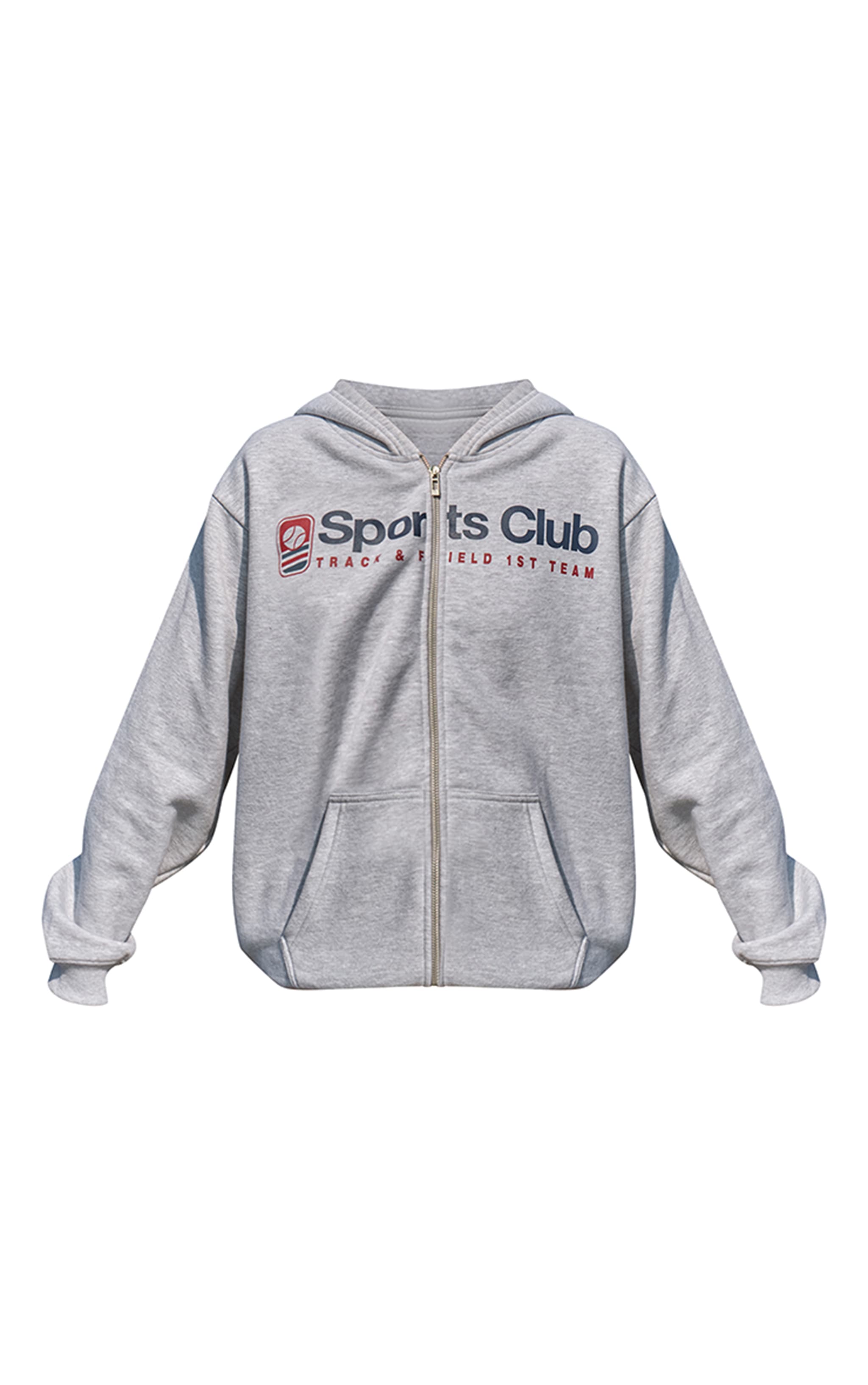 Ash Grey Sports Club Print Zip Up Jacket image 5
