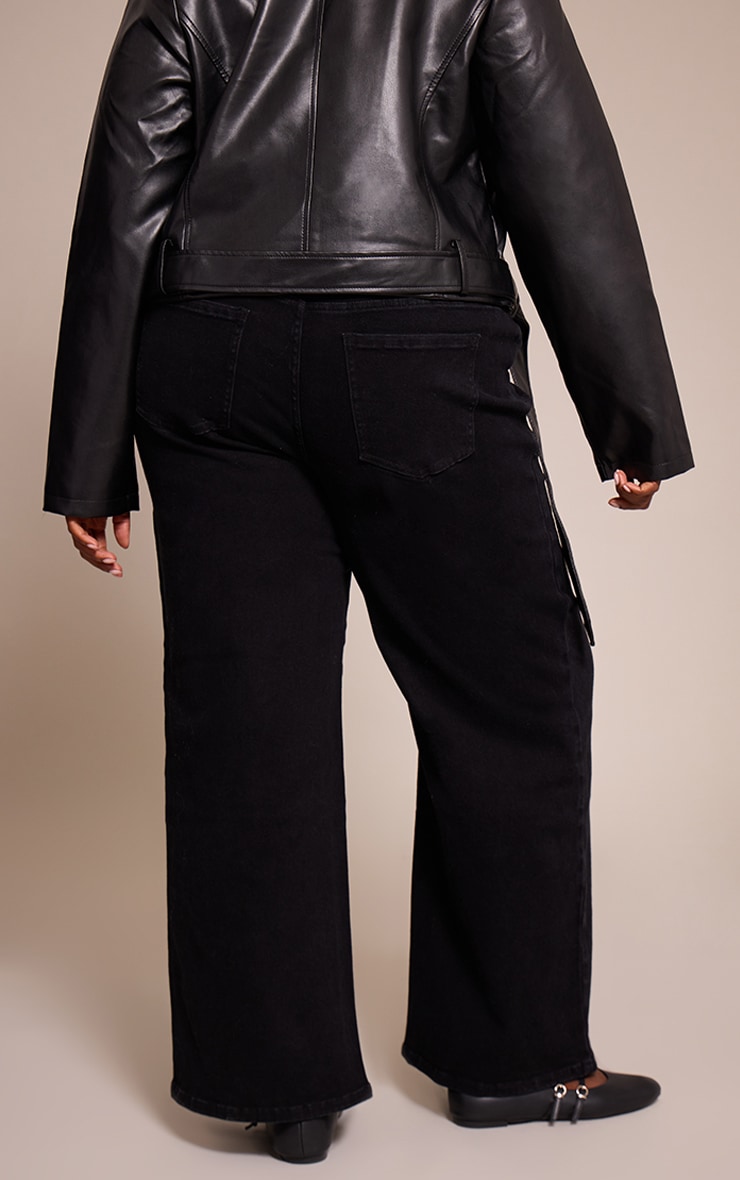 Plus Jean noir délavé à bande ajustable sur la taille image 3