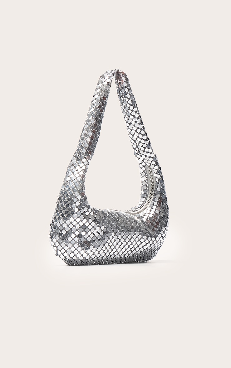 Sac à main en cotte de maille argentée image 3