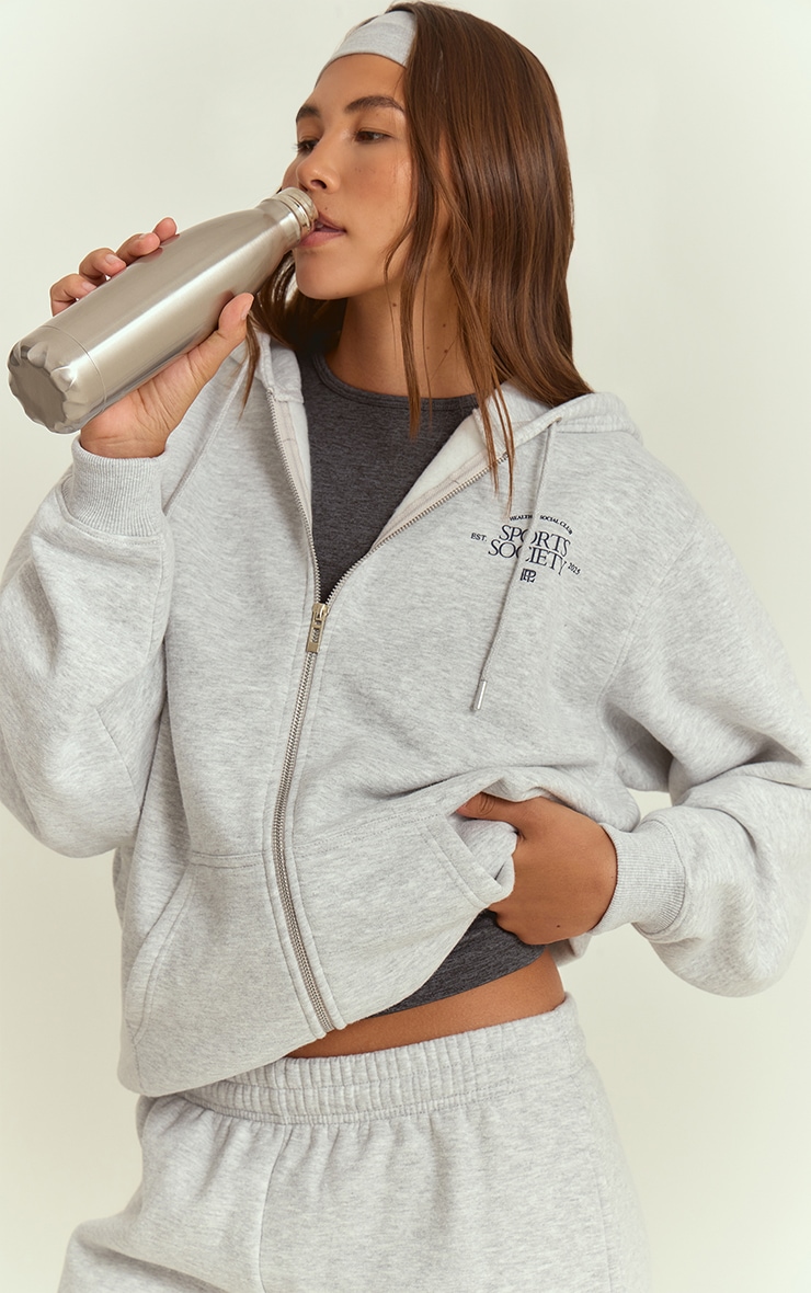 Ash Grey PLT Sports Society Full Zip Hoodie  image 4