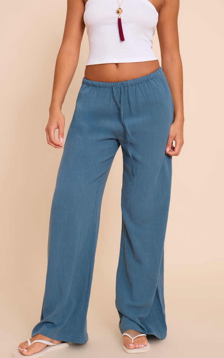 Pantalon léger tissé bleu à cordons ajustables image 2