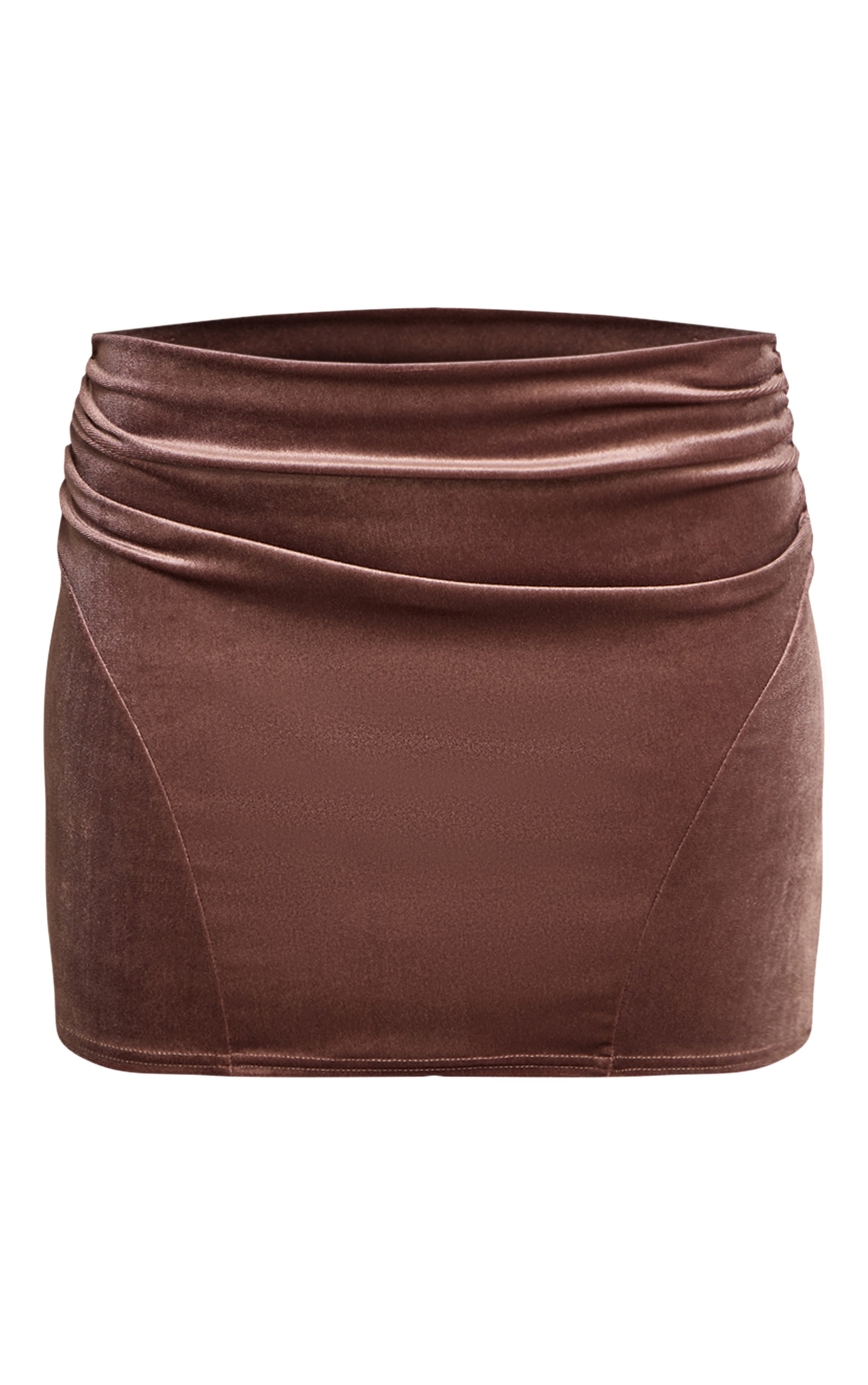 Taupe Velvet Seam Detail Mini Skirt image 6