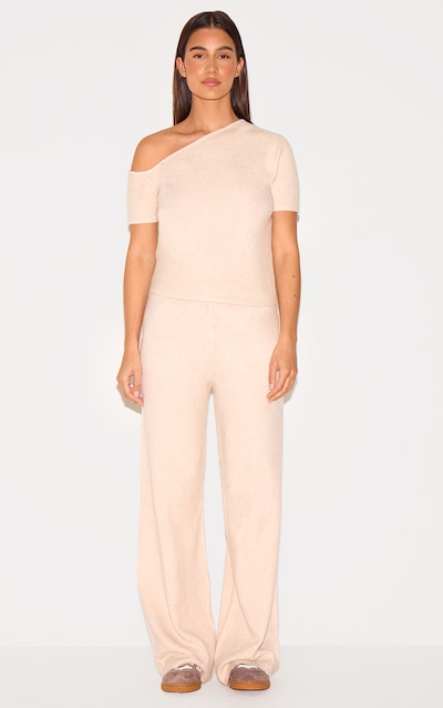 Oatmeal Soft Knit Wide Leg Pants