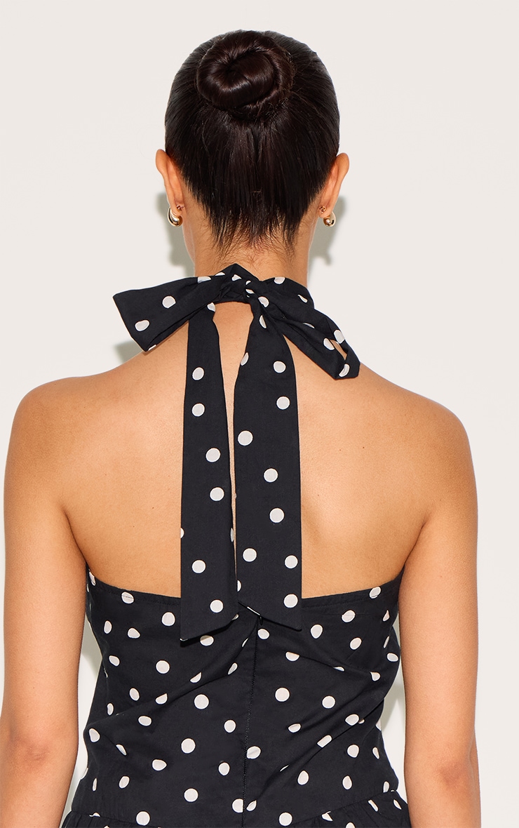Petite Combishort en effet lin noir à pois et dos nu image 4