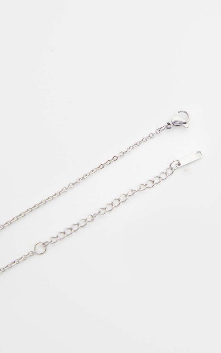 Silver Simple Rectangle Diamante Drop Necklace image 4