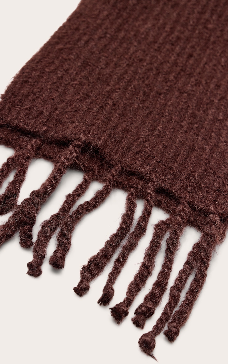 Chocolate Rib Chunky Tassel Detail Scarf image 3