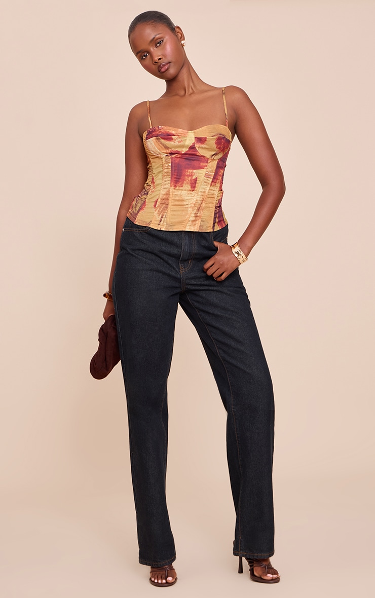 Olive Print Structured Corset Top image 3