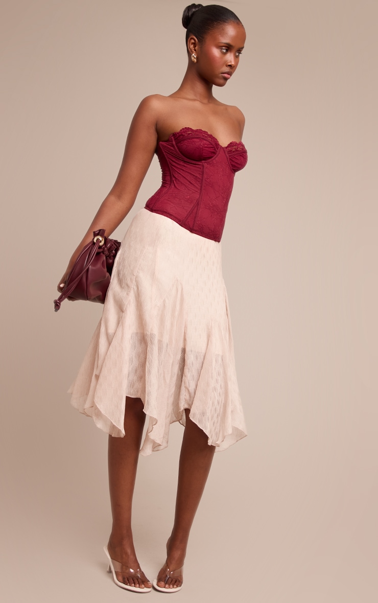 Wine  Lace Hook And Eye Detail Bonded Bandeau Corset image 3