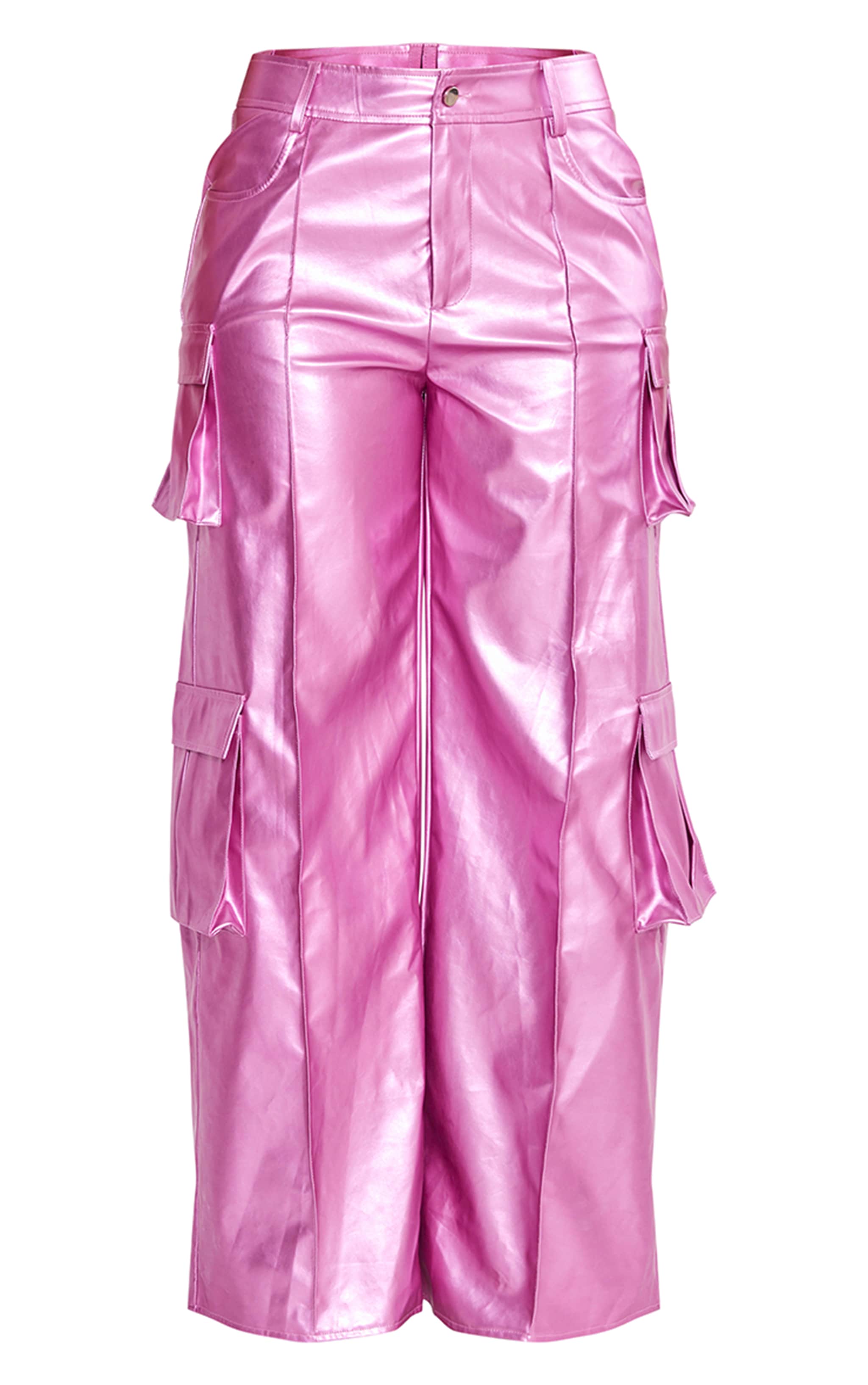 Shape Pink Metallic Faux Leather Cargo Pants image 5